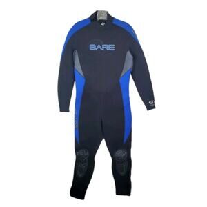 BARE 5/4mm Velocity Ultra Full Body Wetsuit Men's Black Blue Sz Medium/Large